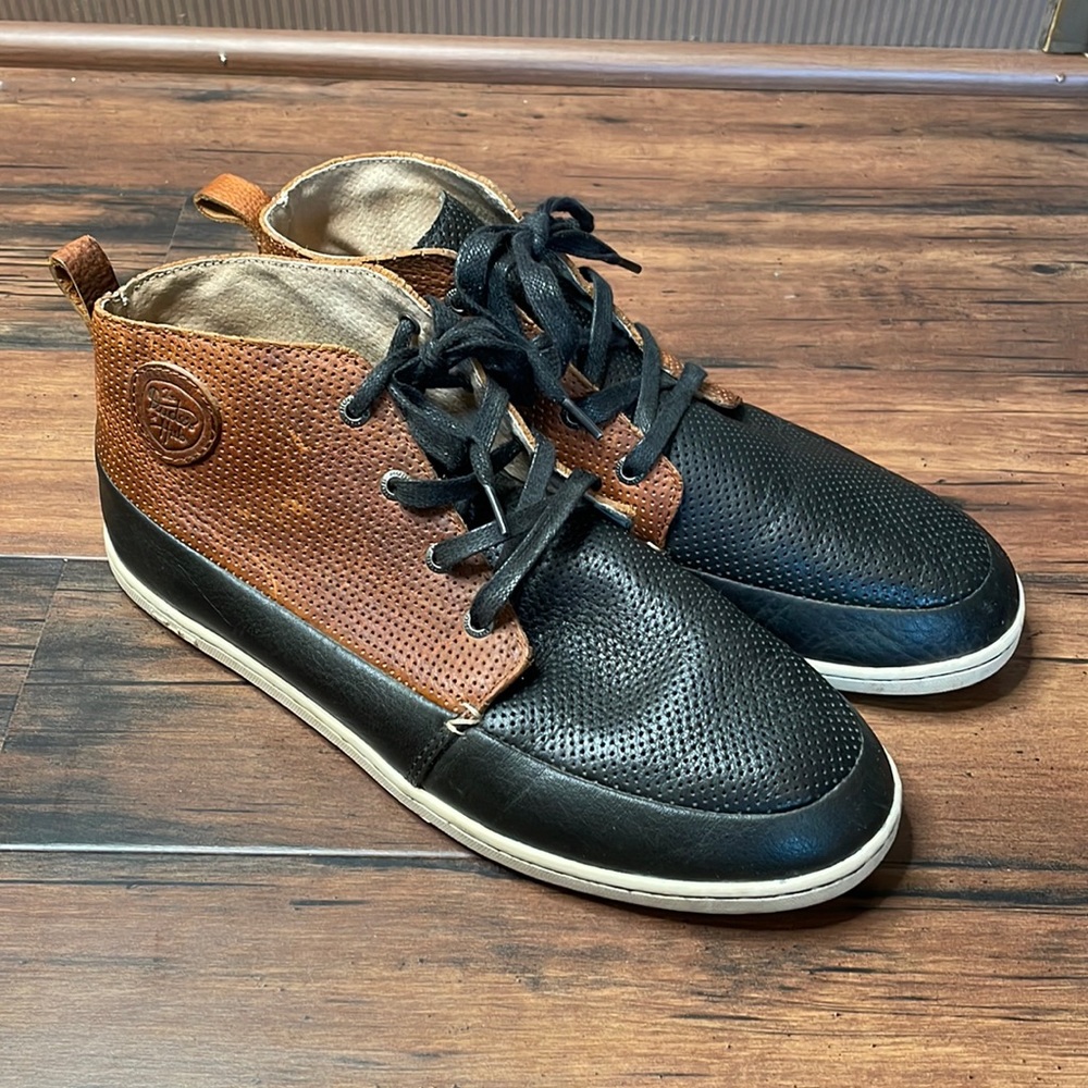 The dudes hub sneakers size‎ 11 black and brown leather shoes lace up hig…